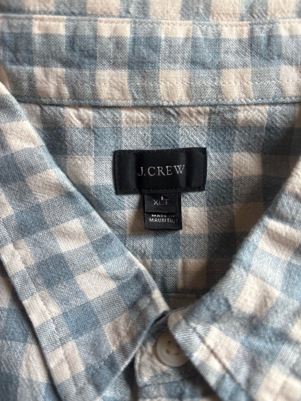 J. Crew Preppy Shirt Mens XLT Dresden Blue White Cotton Gingham Plaid Button - Picture 5 of 5
